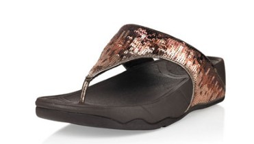 Fitflop Womens Electra Strata Brown Sequins Thong Sandal